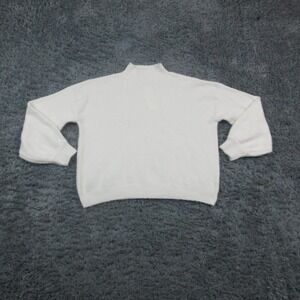 Pinque Sweater Womens Large White Mock Neck Soft Ribbed Knit Pullover NWT
